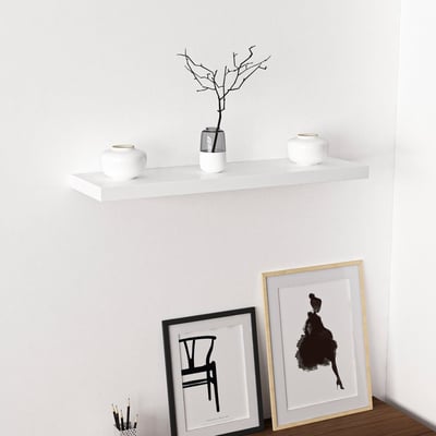 Etagère murale moderne en bois blanc | 80x3.6x23cm | Mélaminé