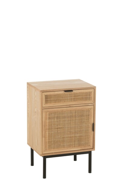 Table de chevet carre mdf/metal naturel/noir