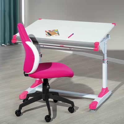 Bureau Tamara avec plateau inclinable - vert/rose Bureau Tamara avec plateau inclinable - vert/rose