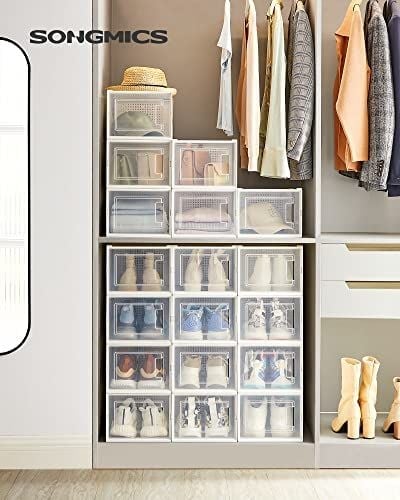 Boîte de rangement classique pour chaussures empilables, 18 pièces, jusqu'à la pointure 12 Boîte de rangement classique pour chaussures empilables, 18 pièces, jusqu'à la pointure 12