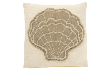 Coussin coquillage coton blanc/beige