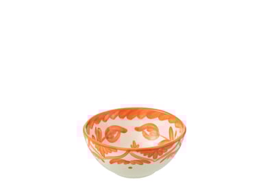 Bowl granada high ceramic white/orange small