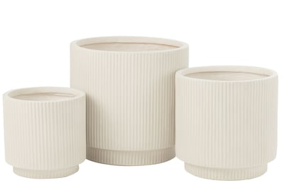 Set de 3 cachepots misty argile/blanc