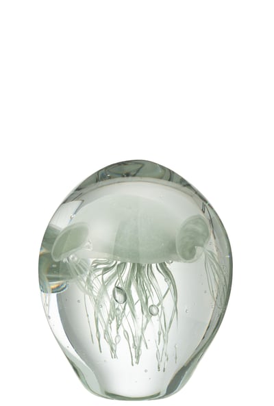 Presse papier calypso verre transparent/vert small