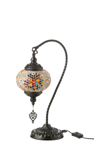 Lampe mosaique suspension verre/metal orange