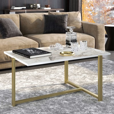 Merideths Table basse | 100 % MÉLAMINE | Doré, Blanc