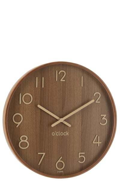 Horloge murale contreplaque/mdf naturel fonce large