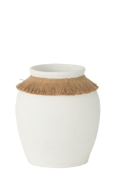 Vase ibiza argile/roseau blanc/naturel medium