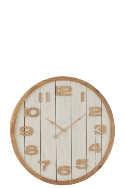 Horloge murale bois/mdf blanc/naturel large