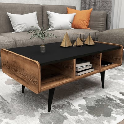 Table basse Line  - 100% MELAMINE - Noyer Clair - 90 x 40 x 56 cm
