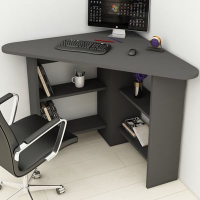 Bureau Corner  - 100% MELAMINE - Anthracite - 80 x 73,8 x 80 cm