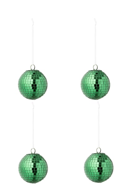 Boite de 4 boule de noël miroir verre vert small