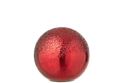 Boule led craquelé verre rouge noël small