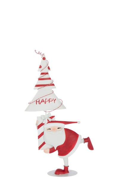 Père noël led arbre fer rouge noël/blanc small