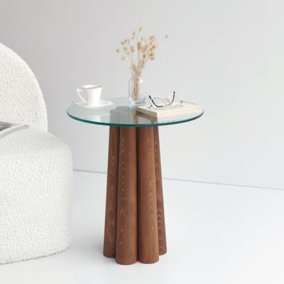 Pianeta Table basse | VERRE TREMPÉ | Noyer