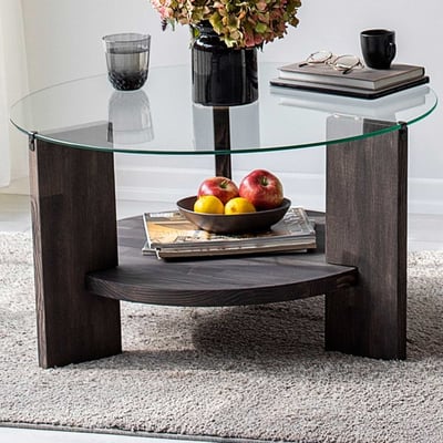 Table basse Locelso | 100% Verre trempé | Cadre en pin | Anthracite