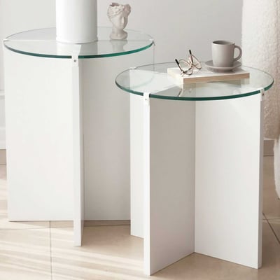 Lily Table gigogne (2 pièces) | VERRE TREMPÉ | Blanc