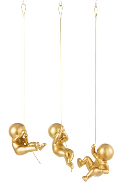 Decoration murale marcel poudre de chaux doré assortiment de 3