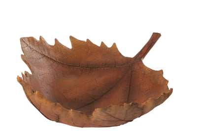 Plateau décoratif feuille automne poudre de chaux orange foncé