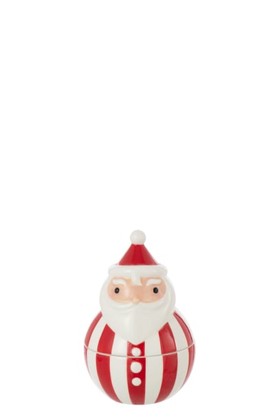 Bol +  couvercle père noël dolomite rouge noël/blanc small