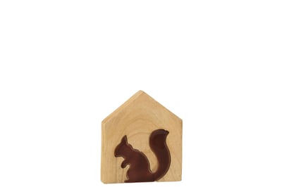Écureuil dans maison bois de manguier naturel/marron small