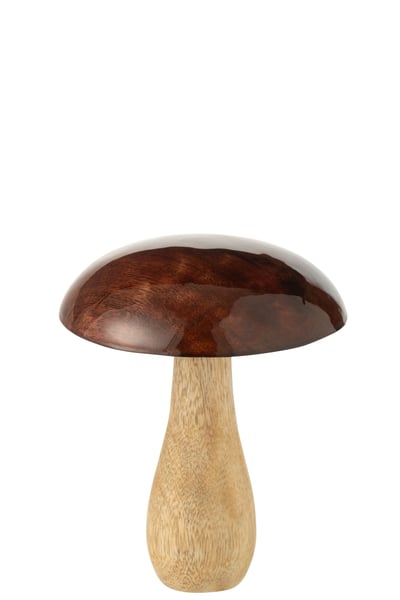 Champignon brillant bois de manguier naturel/marron small