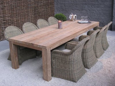 Table de jardin Darwin Emob - Teck recyclé 300x110 cm - Brun