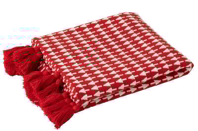 Couverture sapin de noël coton rouge noël/blanc