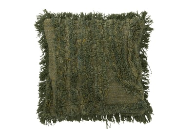 Coussin lignes arrondies laine vert kaki