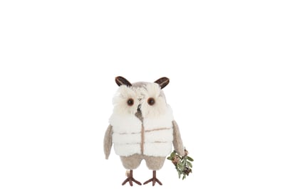 Hibou + manteau polyester beige/blanc small