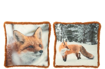 Coussin renard polyester marron/cognac large assortiment de 2