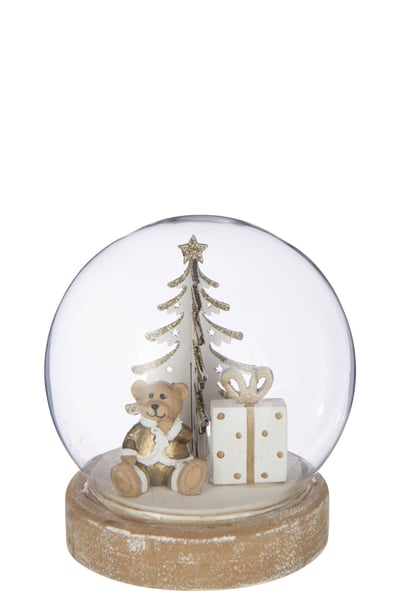 Boule led ours contreplaqué blanc/doré