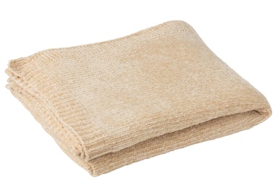 Couverture chenille polyester beige
