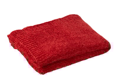 Couverture chenille polyester rouge noël