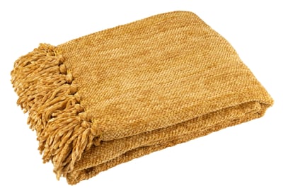 Couverture chenille polyester ocre