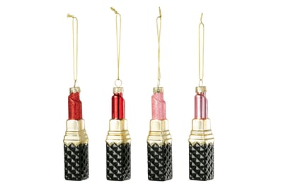 Suspension rouge à lèvres verre rouge/rose assortiment de 4
