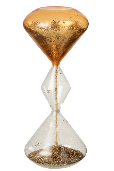 Sablier paillettes verre doré
