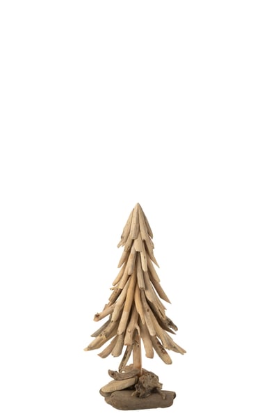 Sapin de noël sur base pièces en bois bois flotté naturel medium