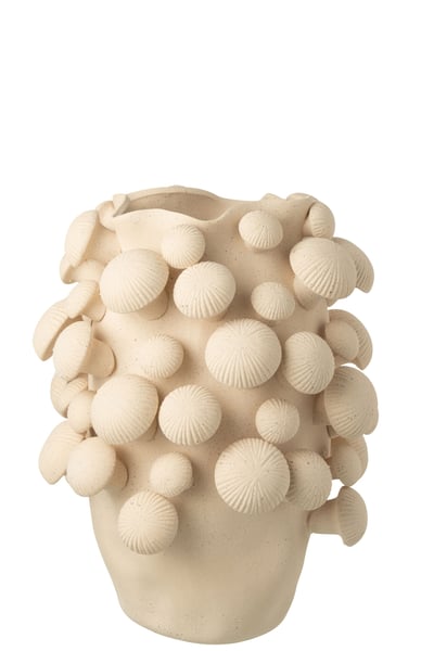 Vase fungi argile beige large