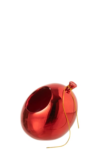 Cachepot ballon céramique rouge noël small