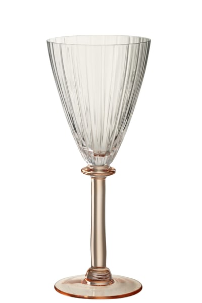 Verre à vin ligné verre transparent/rose saumon