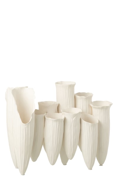 Vase soliflore helix cylindre céramique blanc