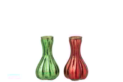 Vase soliflore verre rouge/vert small assortiment de 2