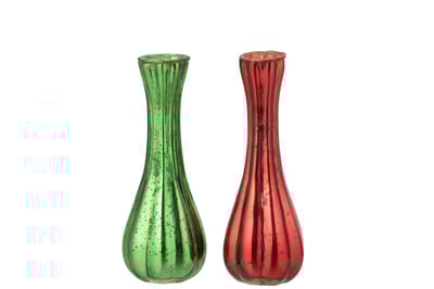 Vase soliflore verre rouge/vert large assortiment de 2