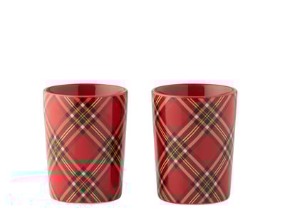 Boite de 2 tasse plaid céramique rouge