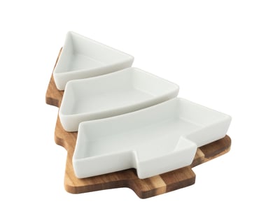 Service à tapas sapin de noël céramique blanc