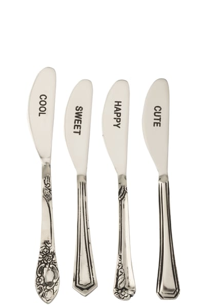 Boite de 4 couverts laiton argenté