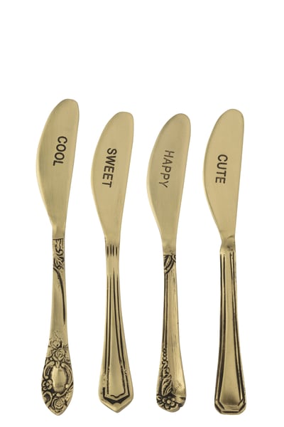 Boite de 4 couverts laiton doré