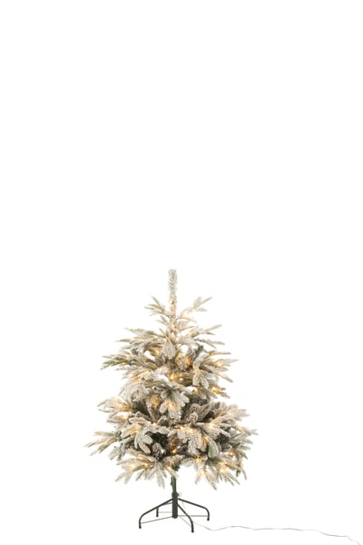 Sapin de noël 120 led enneigé artificial  vert foncé/blanc small