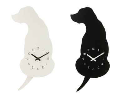 Horloge murale chien mdf noir/blanc assortiment de 2